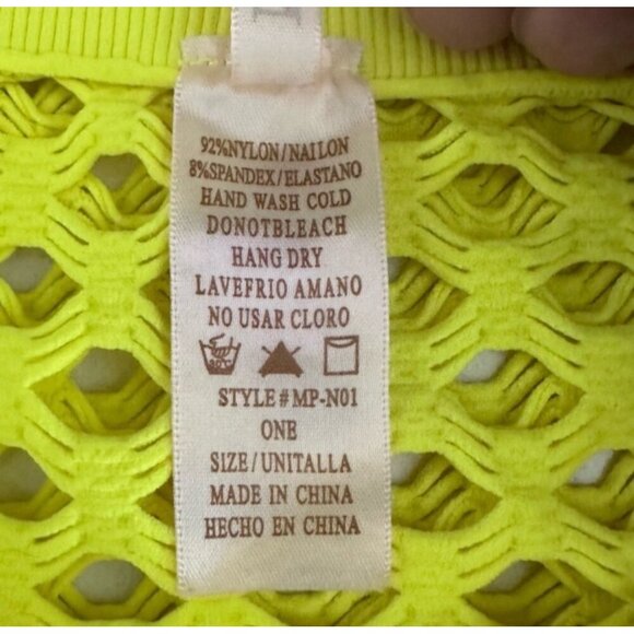 Neon Yellow Fishnet Long Sleeve Top - Picture 6 of 9